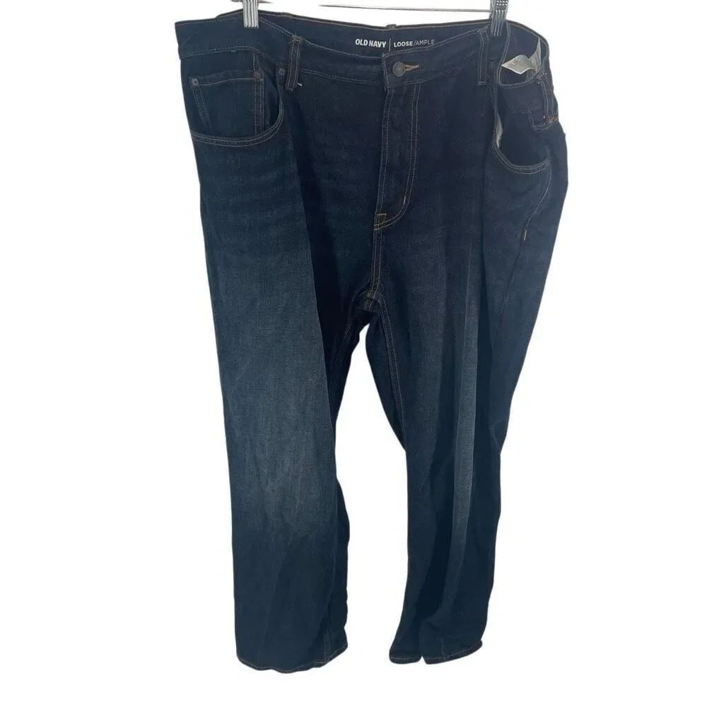 Old Navy Men's Zip Fly Loose Ample Denim Jeans Dark Wash Size 42 x 32
